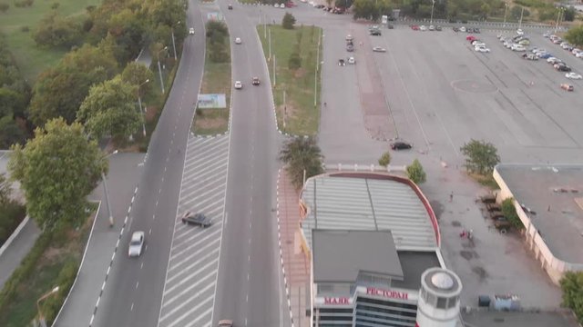 Aerial shot of Cars Driving on road