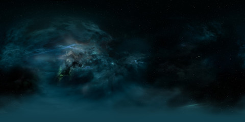Naklejka na ściany i meble Space nebula, 3D rendering, spherical panorama