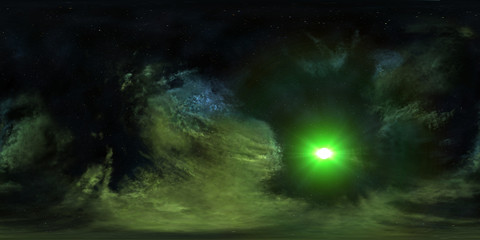 Space nebula, 3D rendering, spherical panorama