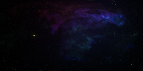 Naklejka na ściany i meble Space nebula, 3D rendering, spherical panorama