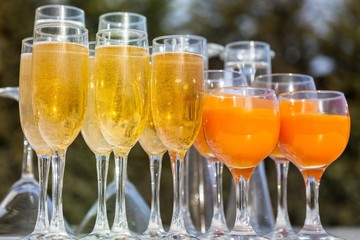 Champagne Glasses and Drinks on the Table