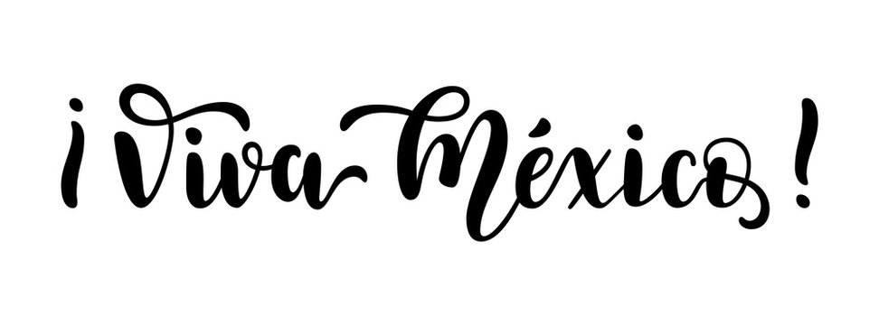 ¡Viva México! - vector handwritten lettering isolated on white background. Mexico's Independence Day festive inscription. Translation: Long Live Mexico.
