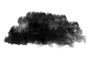 abstract powder splatted background. Black powder explosion on white background. Colored cloud. Colorful dust explode. Paint Holi.