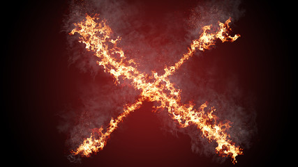 3D rendering flame of fire abstract shape on black background
