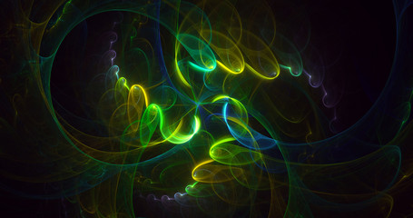3D rendering multicolored abstract fractal on black background