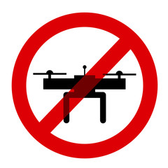 Drone is banned, restricted and regulated. Flying remote device with no permission to enter into aerial zone, area and territory. Vector illustration