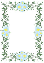 Fototapeta na wymiar Beautiful vertical frame of flowers and plants on a white background.
