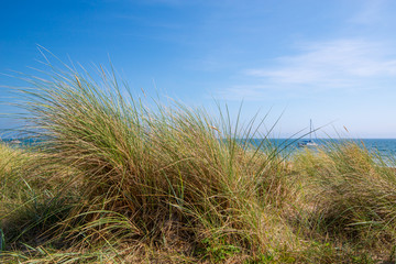 Summer on sunny english beach view.Summer background concept