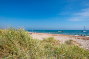 Fototapeta na wymiar Summer on sunny english beach view.Summer background concept