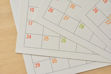 Calendar on a wooden desk