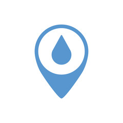 Map pointer. Location marker of water point. Blue. Abstract concept, icon.