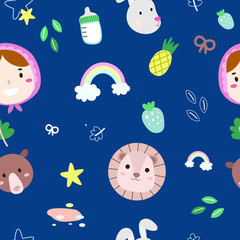 vector of baby doodle cute stuff seamless pattern