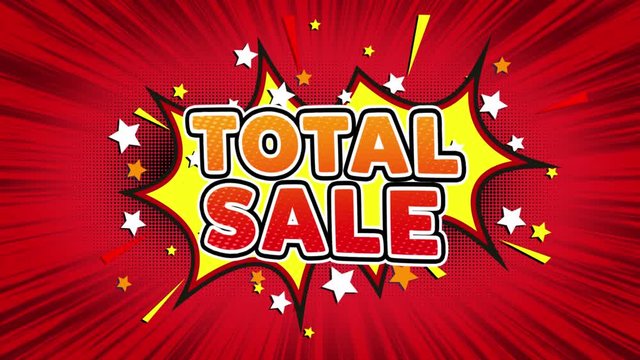 Total Sale Text Pop Art Style Expression. Retro Comic Bubble Expression Cartoon illustration, Sale, Discounts, Percentages, Deal, Offer on Green Screen