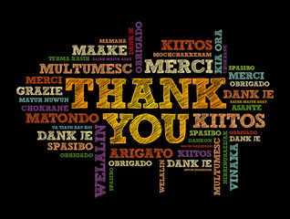 Thank You word cloud in different languages, concept background