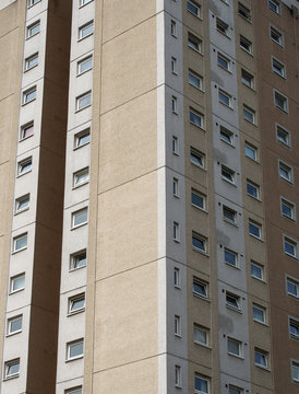 A View Of A Typical 1960s British Council Built High Rise Concrete Apartment Block Typical Of Public Housing In The Uk