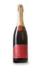 Champagne bottle with a blank label