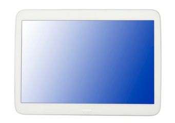 smart tablet with blue screen isolated on white