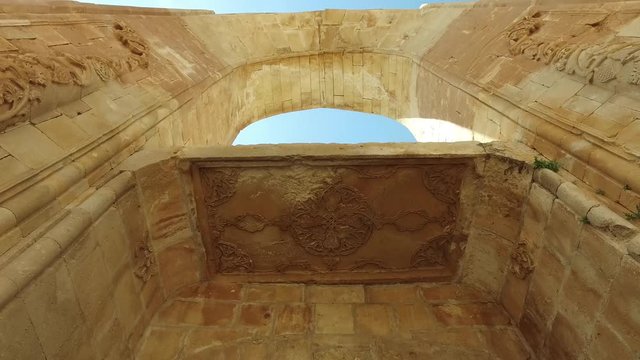 Ishak Pasha Palace, interiors, decorations and bas-reliefs, carved stone. Internal architecture. It is one of the most magnificent historical buildings of the country. Dogubeyazit, Turkey