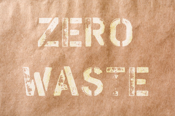 Zero waste. Text from old letters on old paper background photo.