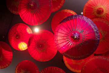 Chinese lanterns hanging from ceiling for Chinese new year