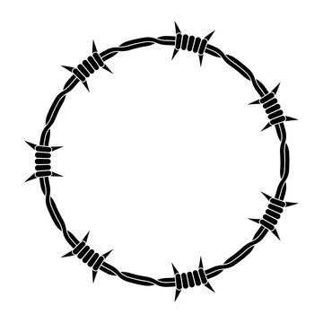 Barbed wire icon. Vector drawing. Black silhouette. Isolated object on a white background. Isolate.