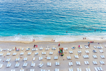 Aerial view of beautiful sandy beach in Antalya Turkey