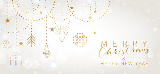 Christmas and New Year background with geometric elements	 - obrazy, fototapety, plakaty
