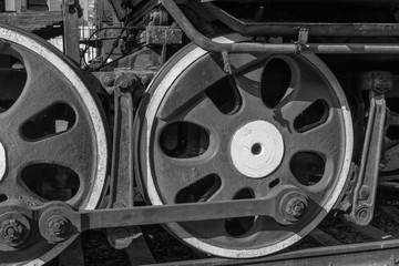 Obraz na płótnie Canvas Old train vintage wheels on the railroad.