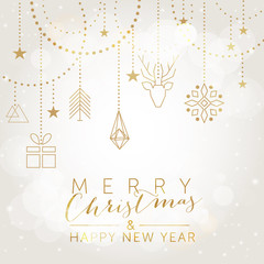 Christmas and New Year background with geometric elements