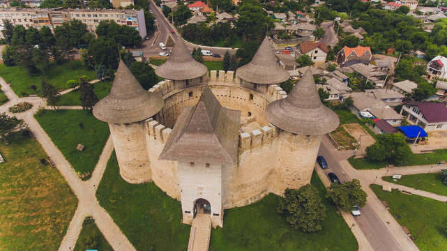 Aerial view of medieval fort in Soroca, Republic of Moldova.