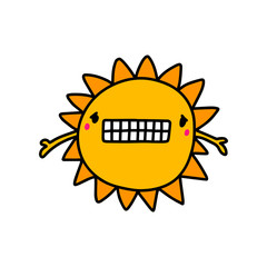 Sun sorry apologizing hand drawn vector illustration in cartoon style star bright