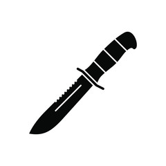 Army knives graphic icon. Combat knife black sign isolated on white background. Vector illustration