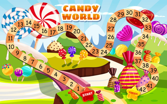 Candy Board Game For Children And Kids - Journey Through The Sweet Candy World