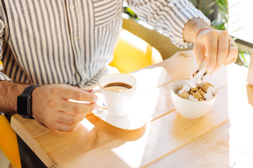 Top view of a cup of delicious coffee