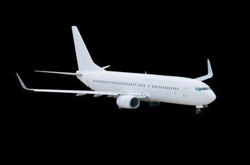 Airplane isolated on black.