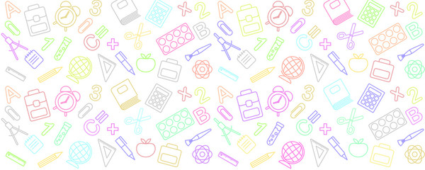 Back to school seamless background with school supplies