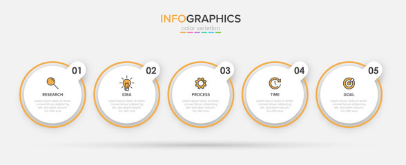 Infographic design with icons and 5 options or steps. Thin line vector. Infographics business concept. Can be used for info graphics, flow charts, presentations, web sites, banners, printed materials.