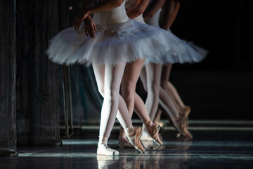 Fototapeta premium Swan Lake ballet. Closeup of ballerinas dancing