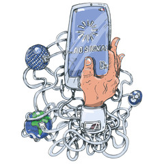 Handy, Netz, Welt, Empfang und kein Signal