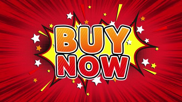 Buy Now Text Pop Art Style Expression. Retro Comic Bubble Expression Cartoon illustration, Sale, Discounts, Percentages, Deal, Offer on Green Screen