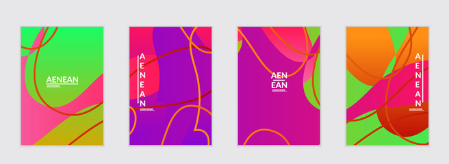 Abstract flyer templates with wavy gradient shapes and curvy lines