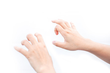 Trigger Finger Caused by People working on computer screens have been using smartphones for a long time. locking finger ( stenosing tenosynovitis disorder ) patient and catching of finger problem.