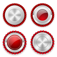 Silver/Red  Button And Badge Collection