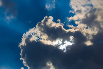 blue sky with clouds and sun