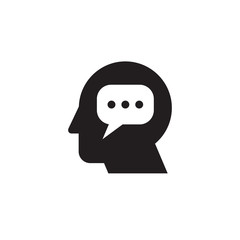 Head think concept icon design. Message talk sign. Creative idea symbol. 