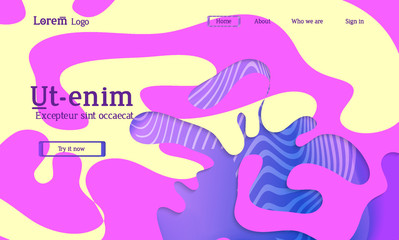 Web template with simple wavy shapes and cut out paper with shadow