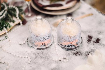 Winter wedding table decor bride and groom for photo shoot