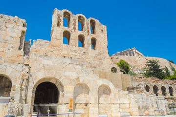 Fototapeta na wymiar Facade of the Odeon theater of Herodes in Athens, Greece