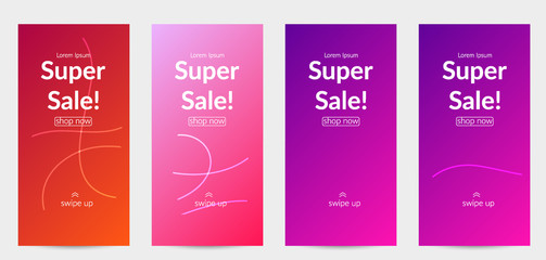 Bright colored gradient sale advertisement template with wavy lines