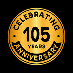 105 years anniversary logo design template. One hundred and five years logtype. Vector and illustration.